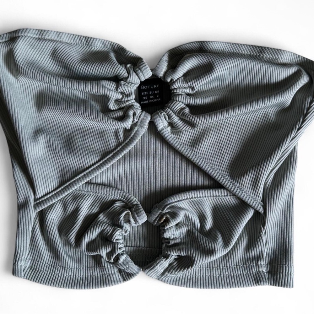 Boture Gray Ribbed Women's Top